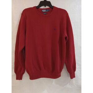 Polo Ralph Lauren Mens Red Crew Neck Sweater Size L 100 Percent Cotton
